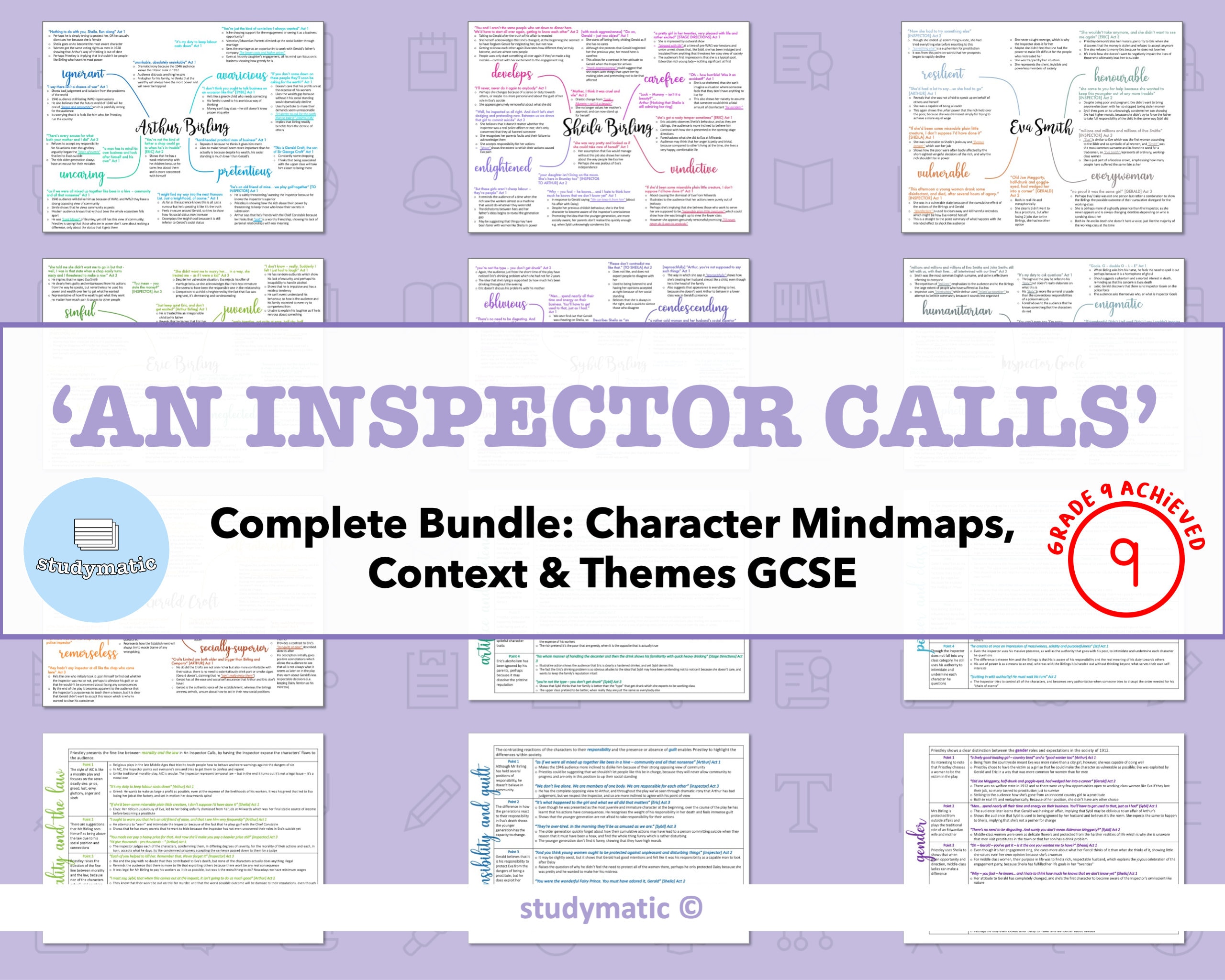 GCSE English Literature 'an Inspector Calls' COMPLETE BUNDLE Character