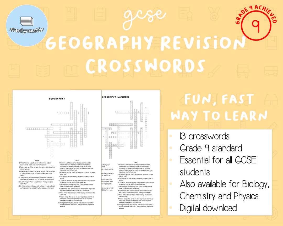 GCSE Geography Revision Crosswords Etsy