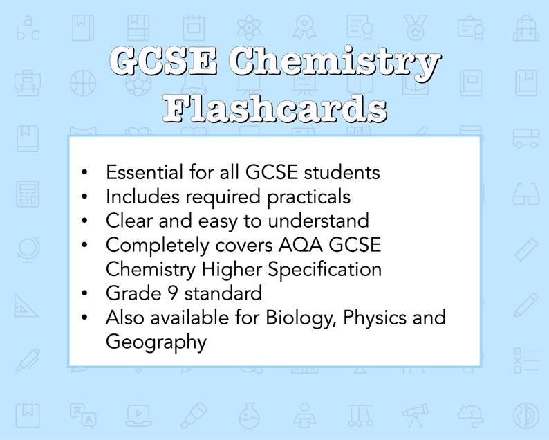 GCSE Chemistry Flashcards Etsy UK