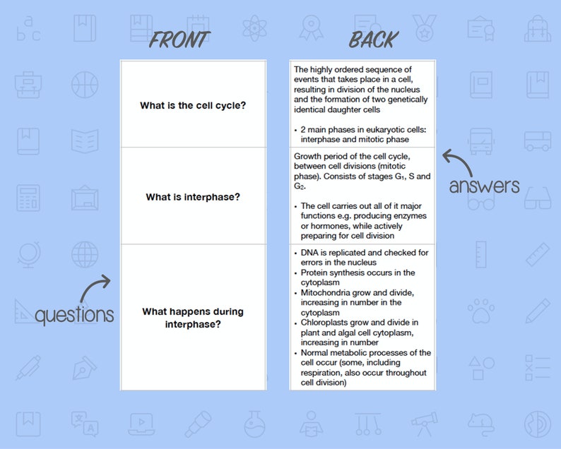 BIOLOGY FLASHCARDS A LEVEL Cell Division Etsy