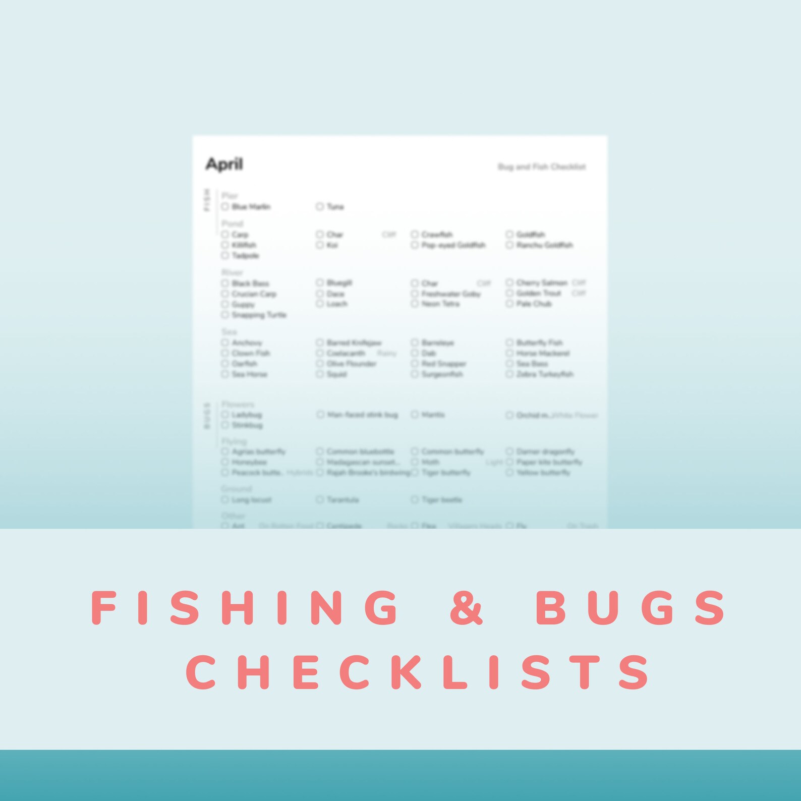 Animal Crossing: New Horizons Printable Checklists, April - Etsy