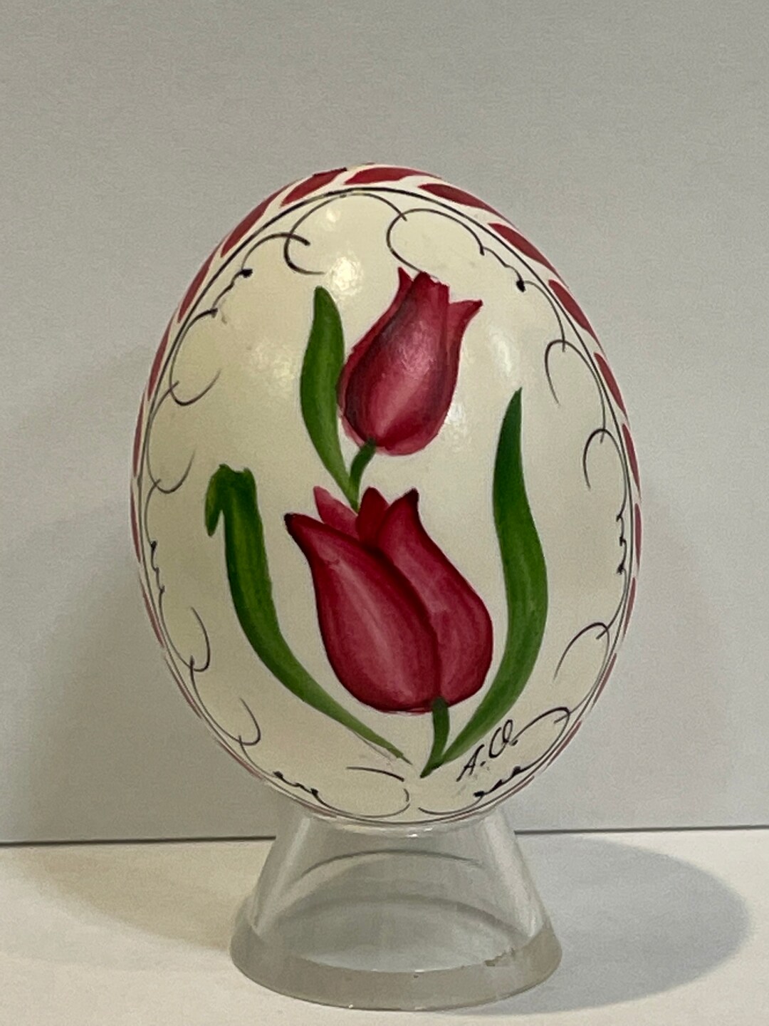 Vintage Hand-painted Egg~ Tulips ~ Signed ~ Easter Egg Art - Etsy