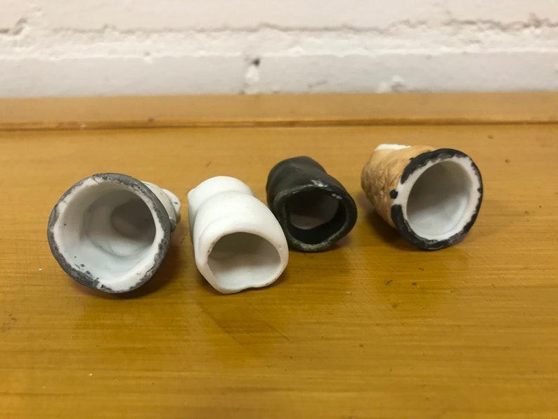 Vintage Ceramic Cat Rabbit Owl Thimbles