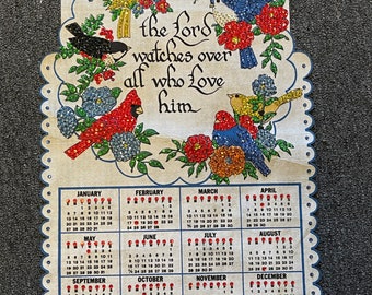 Vintage 1991 Felt Sequined Year Calendar Birds Religious Blue Jays,  Cardinal's - Etsy