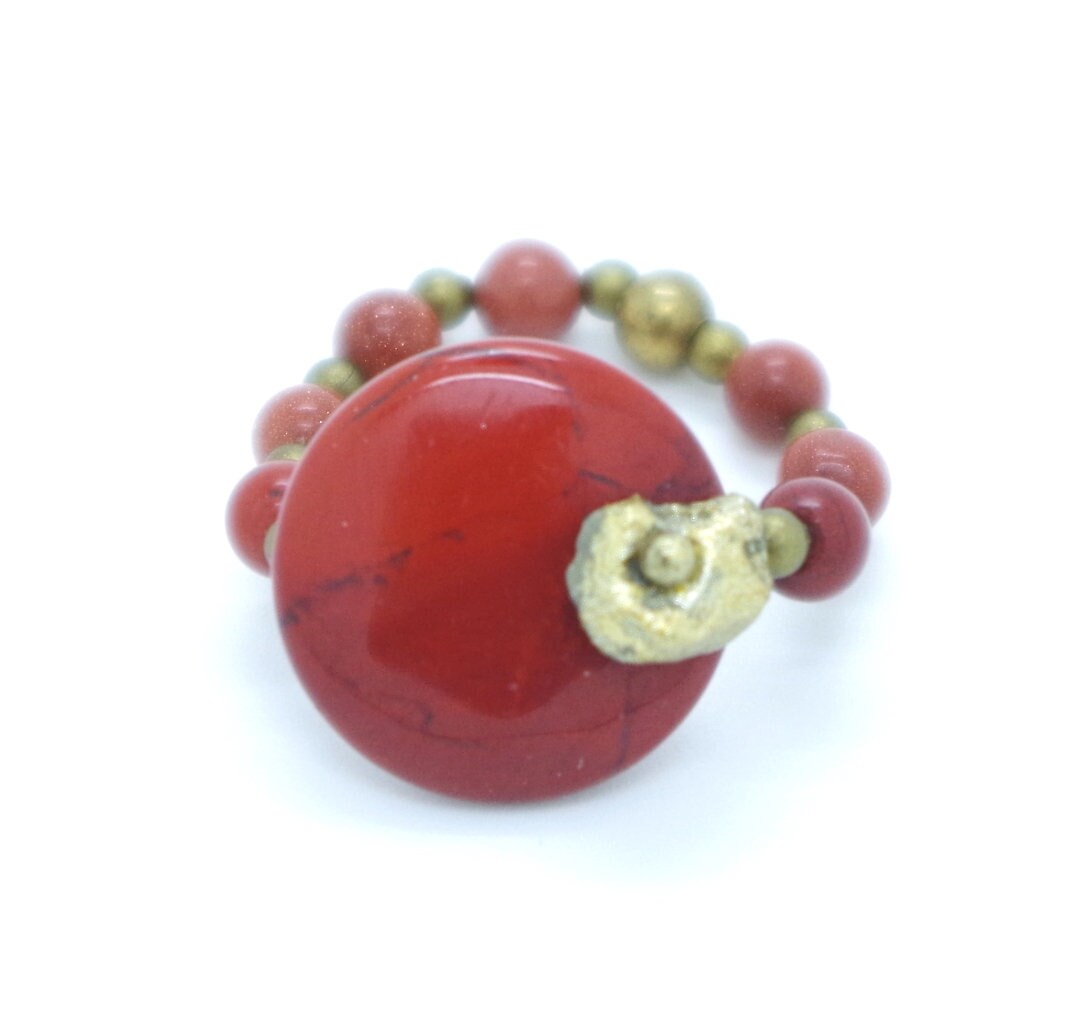 Bague Ajustable Pour Femme En Acier Avec Jaspe Vert - Modèle Annalise, Neuve Avec étiquettes