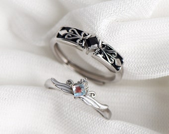 Angepasste Ritter und Prinzessin 925 Sterling Silber Zirkon Paar Ringe für Sie und Ihn Ringe Versprechen Ring personalisierte Geschenk für Paar