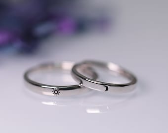 Customized Sun and Moon 925 sterling silver Couple Rings his and hers rings promise ring personalized gift for her for couple engagement