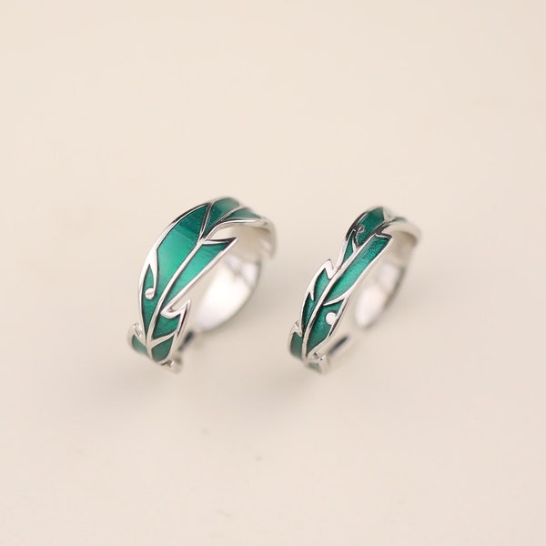 Customized Leaves Couple Rings his and hers rings promise ring personalized gift for her for couple 925 silver plated