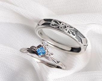 Personalizzato Cavaliere e Principessa 925 sterling silver zircone Coppia Anelli lui e lei anelli promessa anello regalo personalizzato per lei per coppia