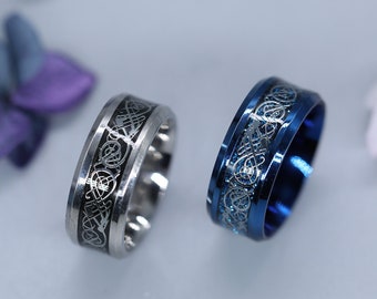 Personalisierter Edelstahl 8mm Totem eingelegter Ring für Männer Versprechen MännerRing für Ihn graviert Ring personalisiert Geschenk für Vater