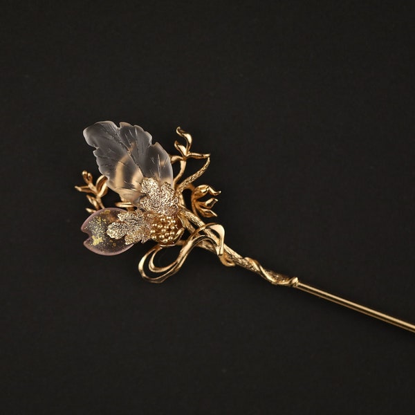 Handgemachte Schmetterling rosa Blume Kupfer Gold Haarstab Blume Haarstöcke Haarnadel Kupfer Haarschmuck Geschenk für ihre Frauen Mutter Schmuck