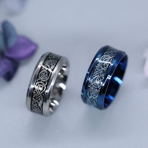 Customized stainless steel 8mm totem inslaided ring for men promise men ring for him engraved ring personalized gift for father