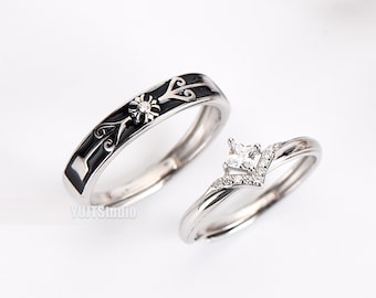 Customized Knight and Princess 925 sterling silver zircon Couple Rings his and hers rings promise ring personalized gift for her for couple