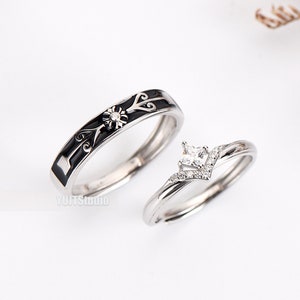 Customized Knight and Princess 925 sterling silver zircon Couple Rings his and hers rings promise ring personalized gift for her for couple