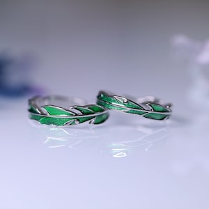 Customized Leaves Couple Rings his and hers rings promise ring personalized gift for her for couple 925 silver plated