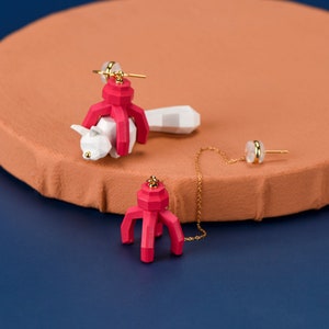 Fox on claw machine oorbellen oor manchet oorbellen oorclip minimaal geen gat cadeau voor haar voor vrouwen 925 zilver schattige dieren 3D-print cartoon