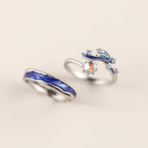 Customized River Couple Rings 925 sterling silver his and hers rings promise ring personalized gift for her for couple gift