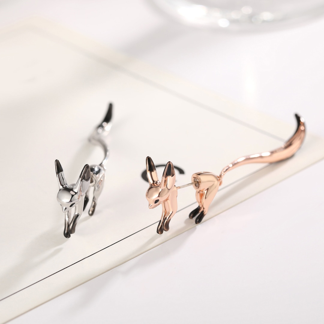 Origami Cat Earrings in Sterling Silver Cat Jewelry Fox - UK