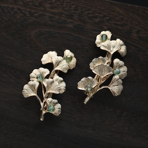 Handmade Ginkgo leaf hair clip leaves copper gold hair comb duckbill clip hair pin copper hair accessories gift for her women jewelry