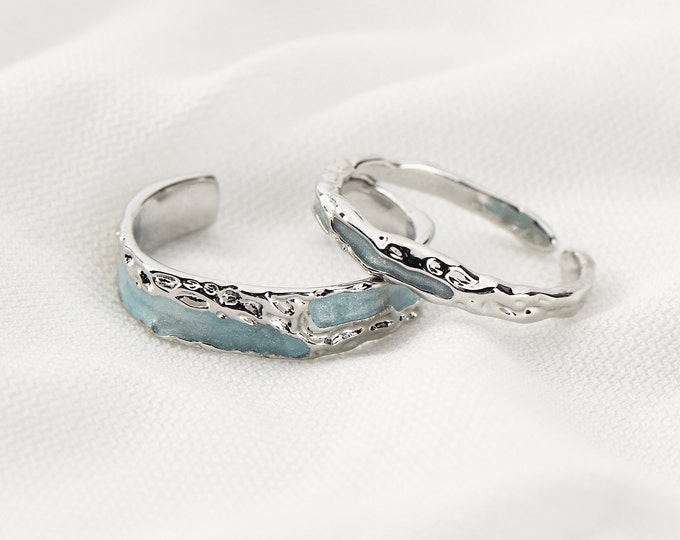 River Set Rings Customizable Sterling Silver Star River Couple Rings: Personalized ...