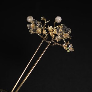 手作りのジルコンのバラの花の金のヘアスティックのヘアピン、白の銅の葉、銀のヘアアクセサリー、彼女、女性、母親へのギフト、ヘアジュエリー