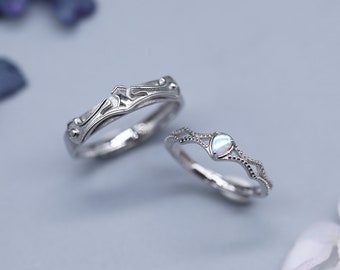 Personalisierter Ritter und Prinzessin 925 Sterling Silber PaarRinge seine und ihre Ringe versprechen Ring personalisiertes Geschenk für Sie für Paar