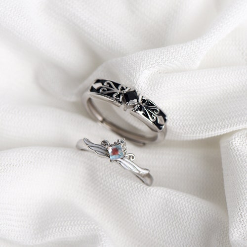 Bagues de couple personnalisées chevalier et princesse en argent sterling 925 avec zirconium, bagues pour elle et lui, bague de promesse, cadeau personnalisé pour elle et pour un couple