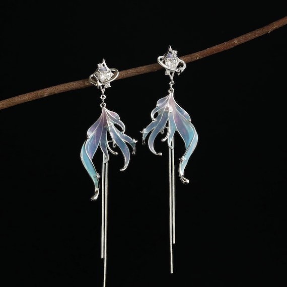Sky and Sea Dangle Drop Earrings| Celestial Earrings| Moon Dangling Earrings| Star Mermaid Earrings