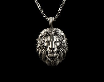 Collier tête de lion, bijoux de loup géométriques 3D pour hommes, pendentif masculin, collier pour hommes animaux, cadeau personnalisé pour les hommes pour lui, cadeau de couple