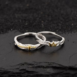 Customized Knight and Princess 925 sterling silver zircon Couple Rings his and hers rings promise ring personalized gift for her for couple