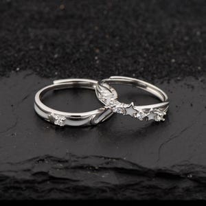 Individuelle Mond und Stern Paar Ringe 925 Sterling Silber Nachtleuchten seine und ihre Ringe Versprechen Ring personalisiertes Geschenk für sie für Paar