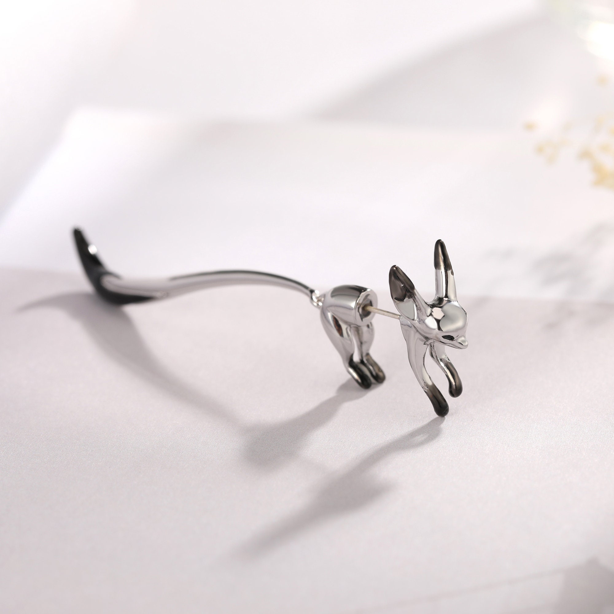 925 Sterling Silver Copper Fox Earrings Ear Cuff Earrings Etsy Australia