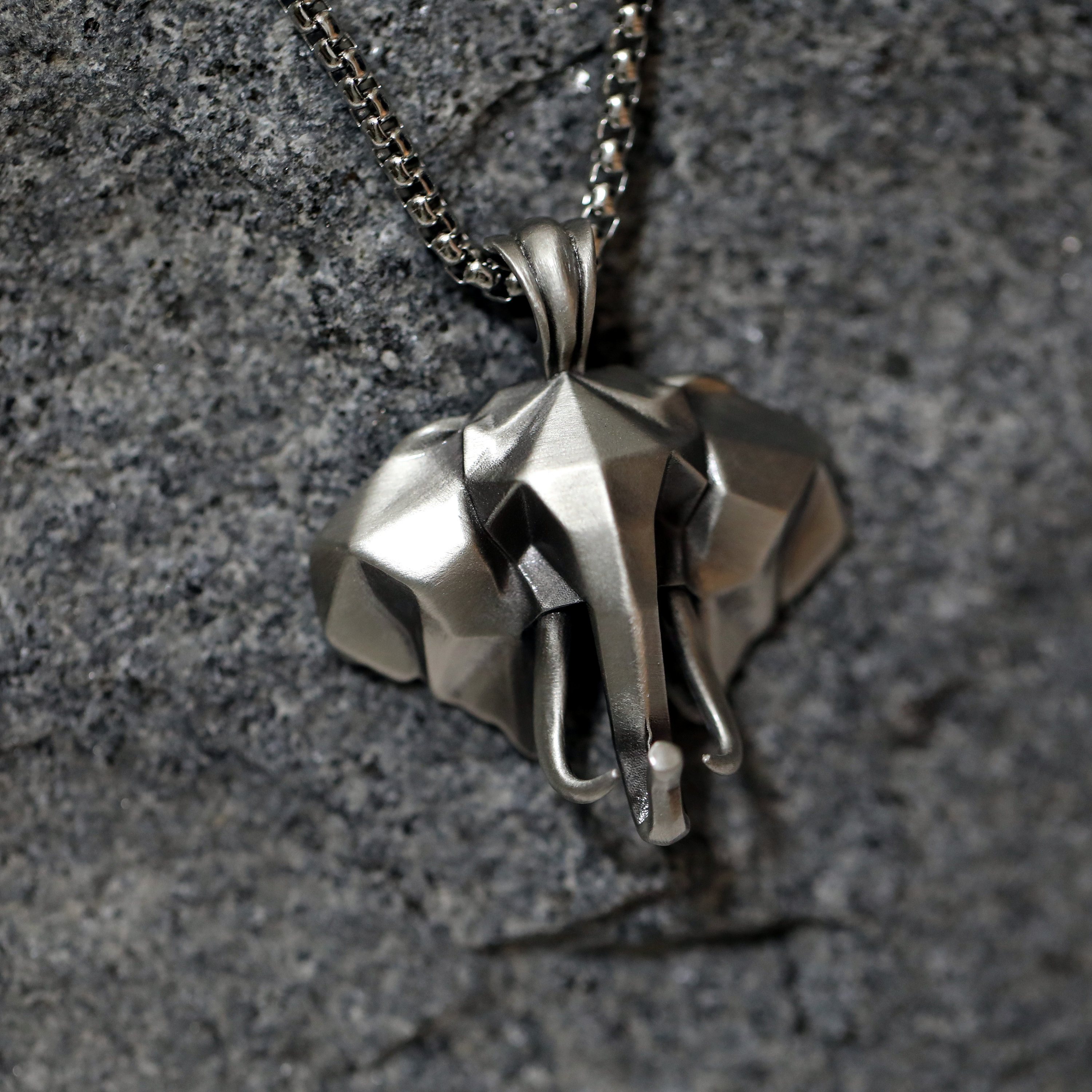 Elephant Handmade Necklace 3D Geometric Elephant Head Men Jewelry Elephant Head Pendant Animal Men Necklace Etsy