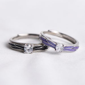 Customized 925 sterling silver resin Couple Rings his and hers rings zircon promise ring personalized gift for her for couple