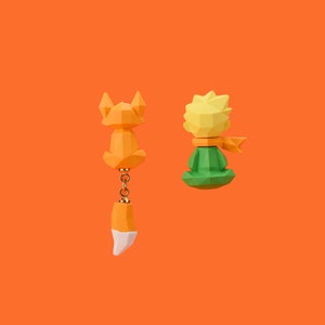 Pendientes del principito pendientes de oreja clip de oreja mínimo bucle de oreja mini pendientes regalo para su regalo para las mujeres 925 plata