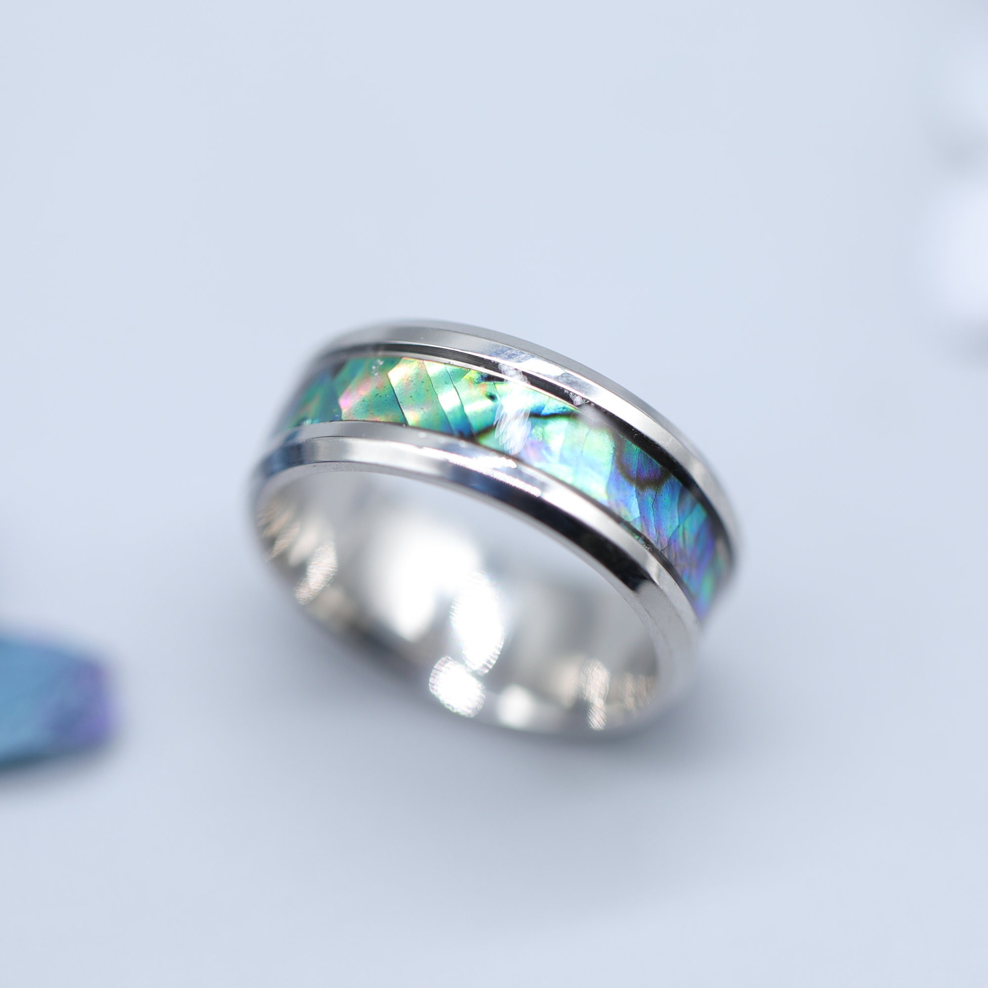 Customized Stainless Steel 8mm Shell Inslaided Ring for Men - Etsy