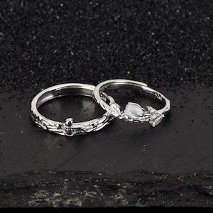 925 sterlingzilveren kleine prins en roos Couple Rings ringen voor hem en haar beloven ring gepersonaliseerd cadeau voor haar voor stel