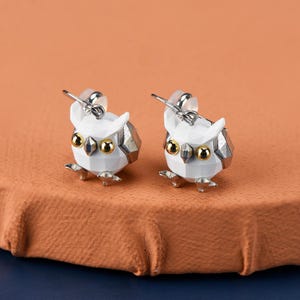 Pendientes de búho, pendientes tipo brazalete con clip para la oreja, minimalistas, sin agujero, regalo para ella, para mujer, plata 925, bonito animal con estampado 3D de dibujos animados