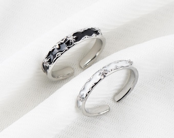 Black & White Couple Rings: Personalized Promise Rings