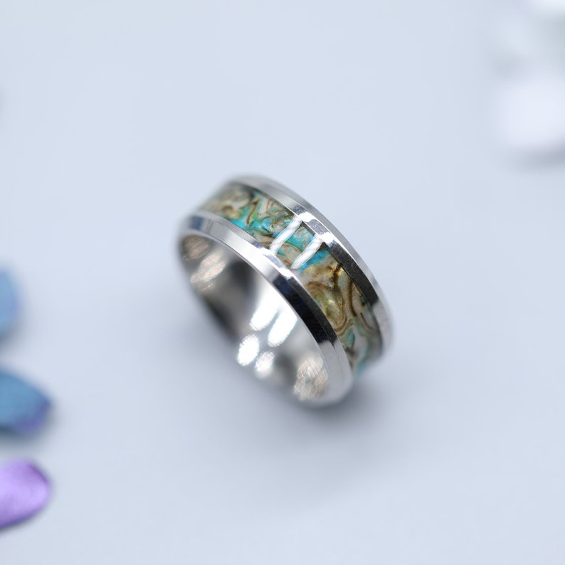 Customized Stainless Steel 8mm Shell Inslaided Ring for Men - Etsy