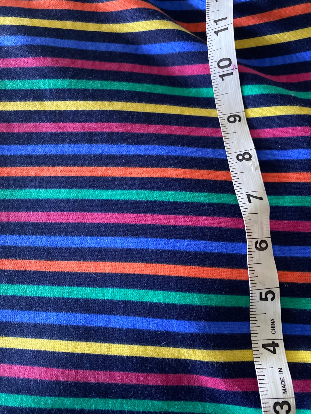 Vintage Rainbow Stripe Knit Fabric Etsy