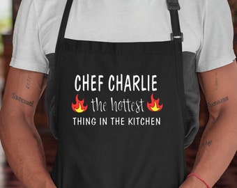 Avental de chef personalizado, a coisa mais quente na cozinha, avental personalizado, avental para grelha, avental para churrasco, presentes para o pai, avental engraçado, presente para o dia dos pais