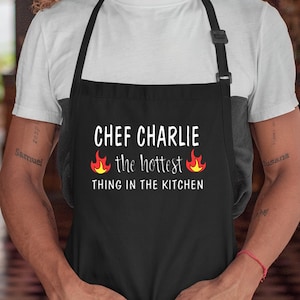 Custom Chef Apron, Hottest Thing in the Kitchen, Personalized apron, Grill Apron, bbq apron, Gifts for dad, Funny apron, Fathers Day gift