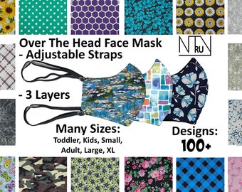 Over the Head Face Mask for Hearing Aid, Large Face Mask for Adults and Kids, Over head Mask with elastic around head