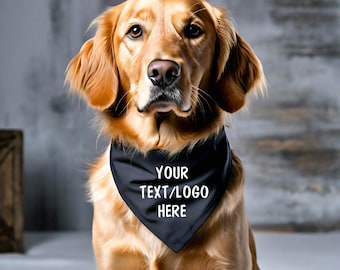 Bandana per cani personalizzata, Sciarpa per cani personalizzata sopra il colletto, Cravatta per cani, Bandana con nome per cane, Regalo per gli amanti dei cani - Il tuo disegno di testo o logo