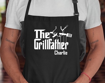 Grembiule Grillfather, grembiule da griglia, grembiule personalizzato, grembiule personalizzato, regali per chef, regali per papà, regalo per la festa del papà, grembiule divertente, grembiule da barbecue