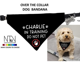 Personalized Dog in Training Do Not Pet Dog Bandana, Medical Alert Dog Bandana with Allergies Warning, Over the Collar, Do Not Feed Bandana