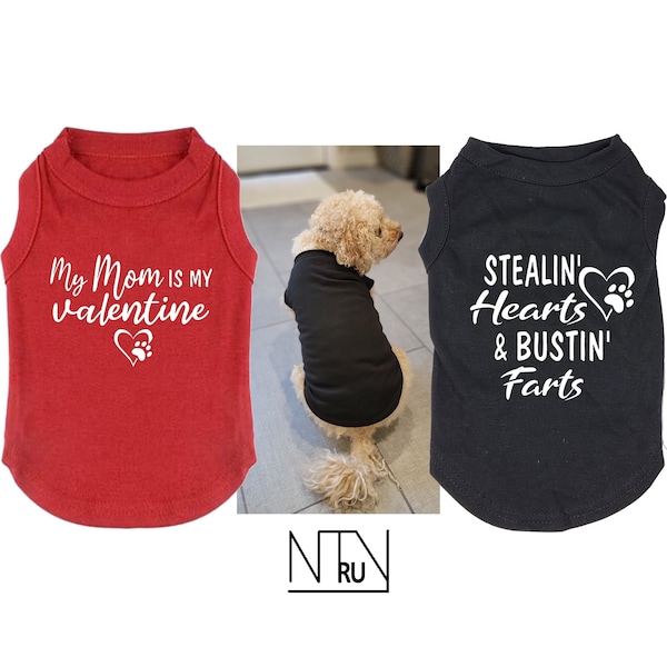 My mom is my Valentine Dog Shirt, Stealing Hearts and Bustin Farts Valentines Day Dog Shirt, Funny Dog Shirt, Gift for Dog Lovers