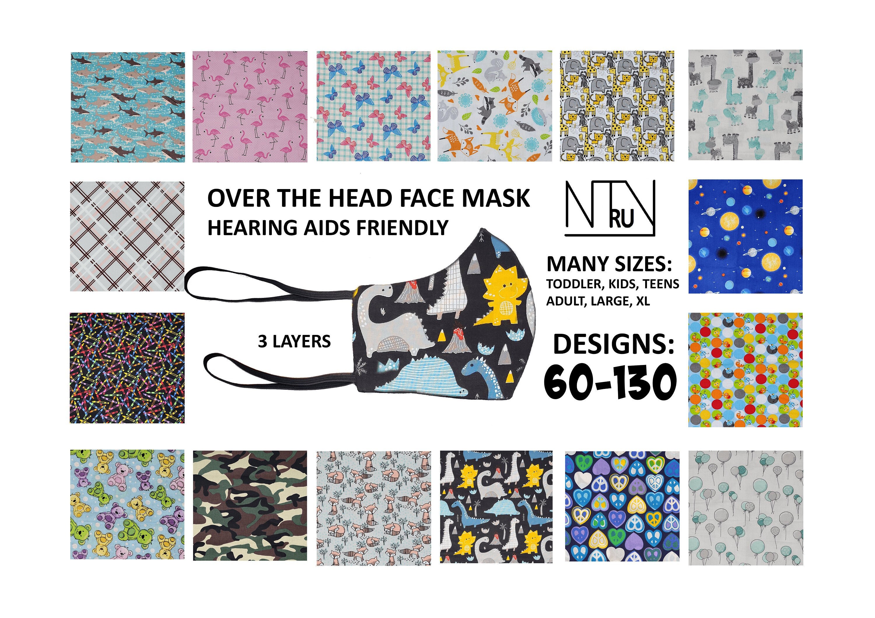 Kids Over Head Face Mask for Hearing Aid Back to School Etsy Australia