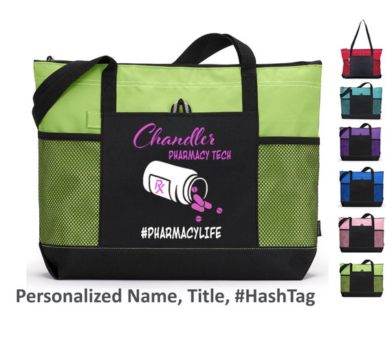 Pharmacy Technician Gift, Pharmacy Life Tote Bag with Zipper, Gift for Pharmacist graduation, Pharm Tech Bag, Pharmacy Gift, pharm tech week